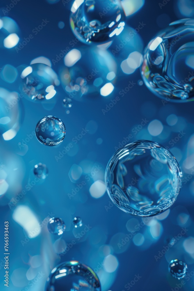 Poster A bunch of bubbles floating in the air. Suitable for various design projects