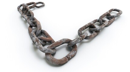 Detailed view of a chain on a plain white background, suitable for industrial concepts