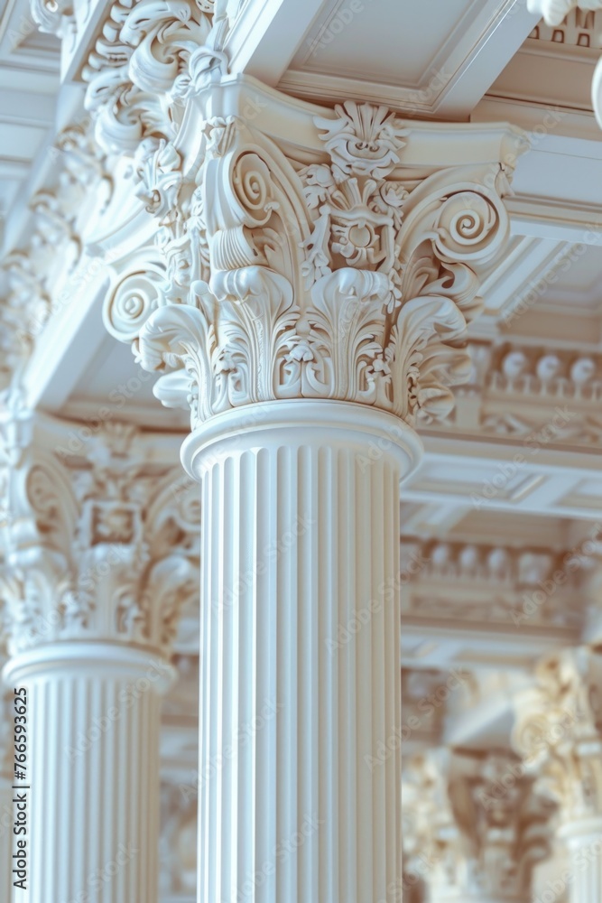 Poster Close up view of a building with multiple columns. Suitable for architectural and historical concepts