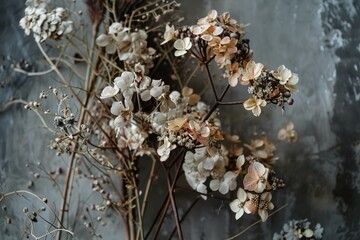 A bunch of dried flowers on a table, suitable for interior design projects