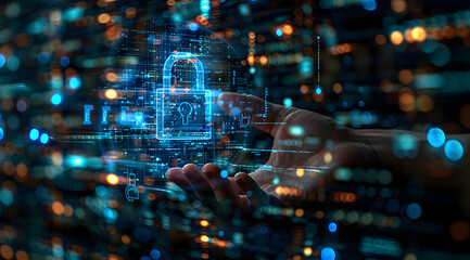 Fototapeta premium Cybersecurity, Office Work. Generative AI