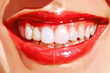 Close up of a person's mouth with white teeth, suitable for dental or oral care concepts