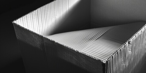 A simple black and white photo of a cardboard box, suitable for various projects