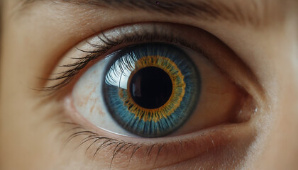 Fototapeta premium A detailed view of an eye with enhance security with iris pattern capture - advancing biometric authentication technology