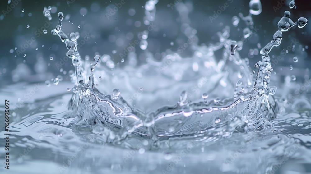 Poster a close up of a splash of water on a surface. perfect for use in nature or health-related designs