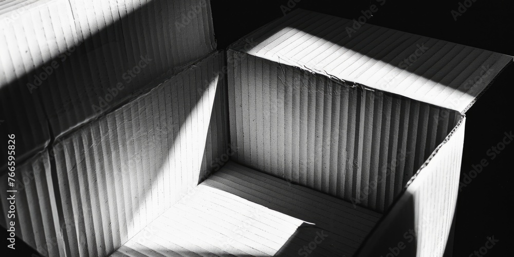 Poster a black and white photo of a box. suitable for various design projects