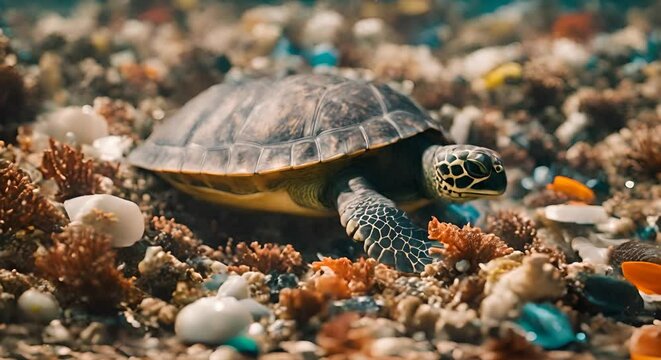 Turtle under the sea.