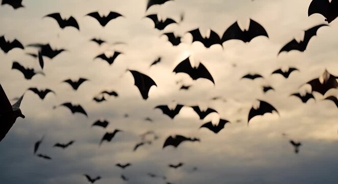 Bats flying in the sky.
