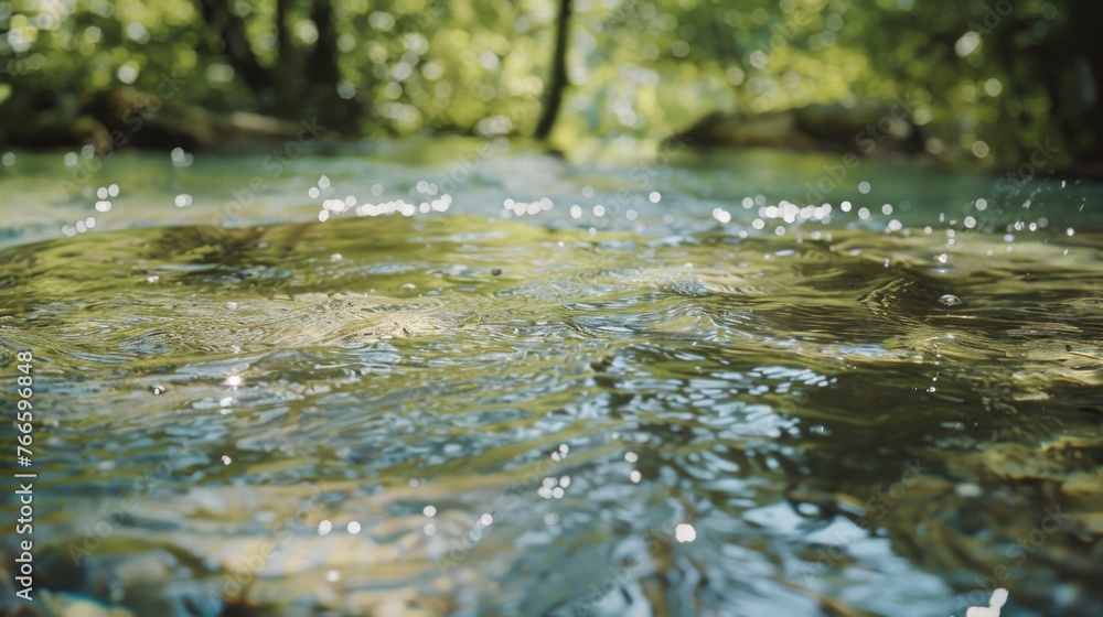 Poster close up view of water with trees in the background. ideal for nature and outdoor themed projects