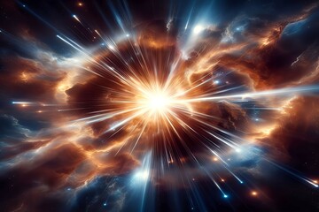 Supernova, greller explodierender Stern im Weltall - obrazy, fototapety, plakaty