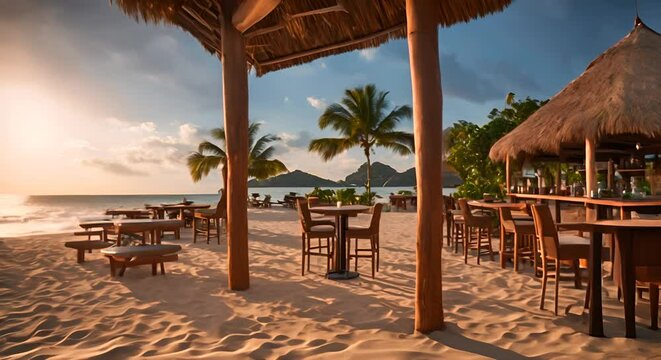 Cozy beach bar on a tropical beach.