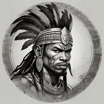 Black and white ancient character warrior
