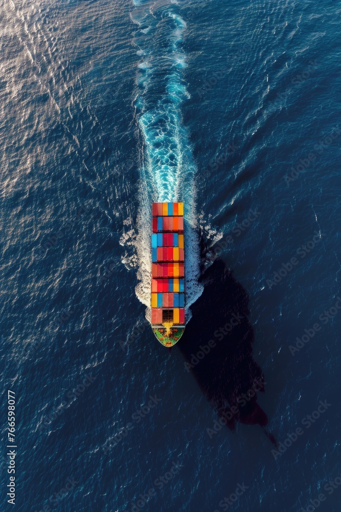 Leinwandbilder a large container ship sailing on the open sea. suitable for transportation and shipping concepts