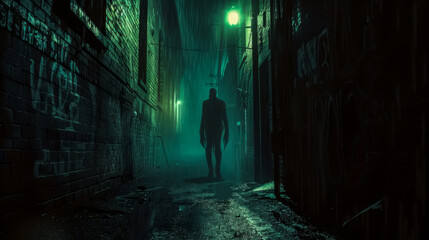 Obraz premium Mysterious figure in a dark alley