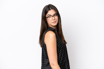 Young Brazilian woman isolated on white background . Portrait