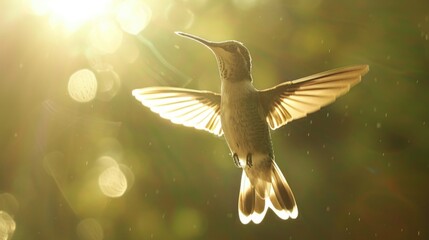 Fototapeta premium A beautiful hummingbird flying in the air. Perfect for nature lovers