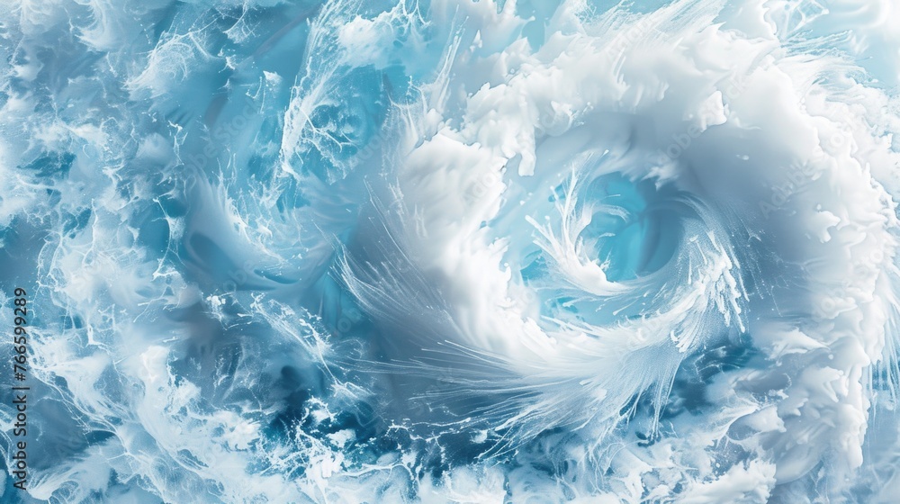 Poster close up of a white feather on a blue background. suitable for various design projects