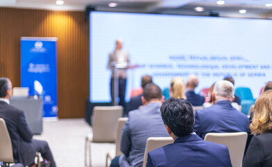 Business conference and presentation or international political event - obrazy, fototapety, plakaty