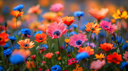 Fototapeta na wymiar colorful flowers in spring garden
