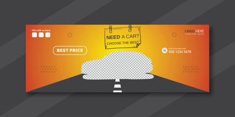 Modern car for sale Facebook cover design template