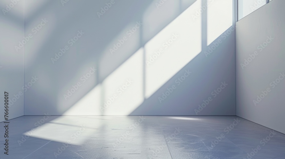 Poster a bright white room with a large window. ideal for interior design concepts