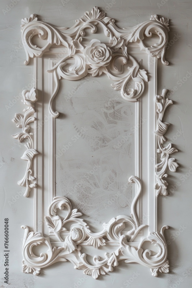 Poster a simple white frame hanging on a wall. suitable for interior design concepts