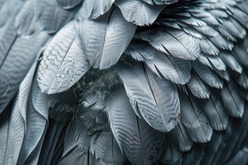 Detailed view of bird feathers, perfect for nature-themed designs - obrazy, fototapety, plakaty