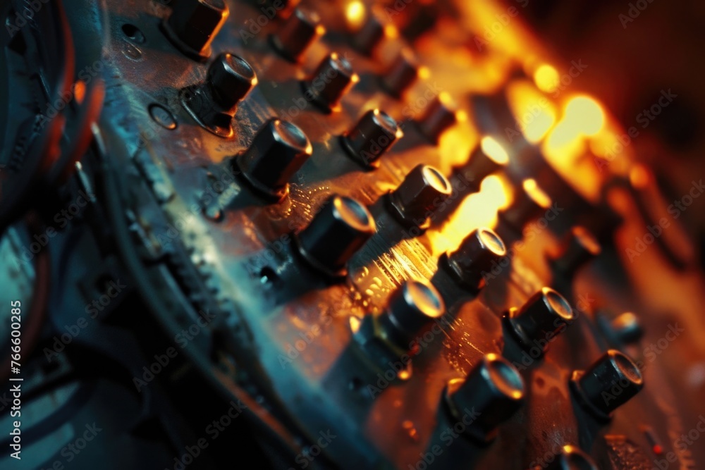 Poster Detailed view of a control board with multiple knobs. Suitable for technology and industrial concepts