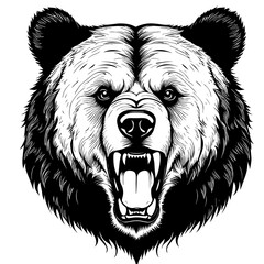 Bear head wild animal silhouettes on the white background. Angry bear grizzly head, vector illustration, logo head emblem. bear logo, roaring bear