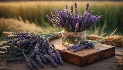 lavender flowers in region - obrazy, fototapety, plakaty