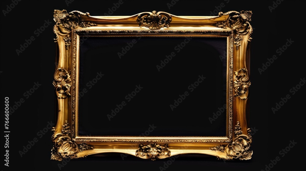 Poster elegant gold frame on a sleek black background. perfect for adding a touch of luxury to any design p