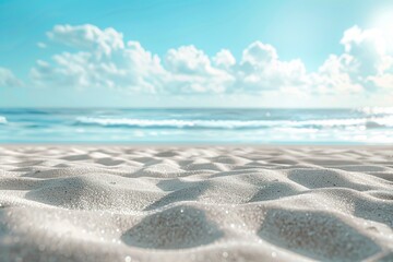 Sand on beach on blue sky and ocean background - Powered by Adobe