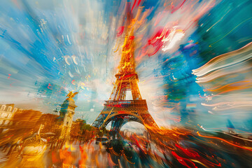 An abstract background that captures the vibrant and lively spirit of France. - obrazy, fototapety, plakaty