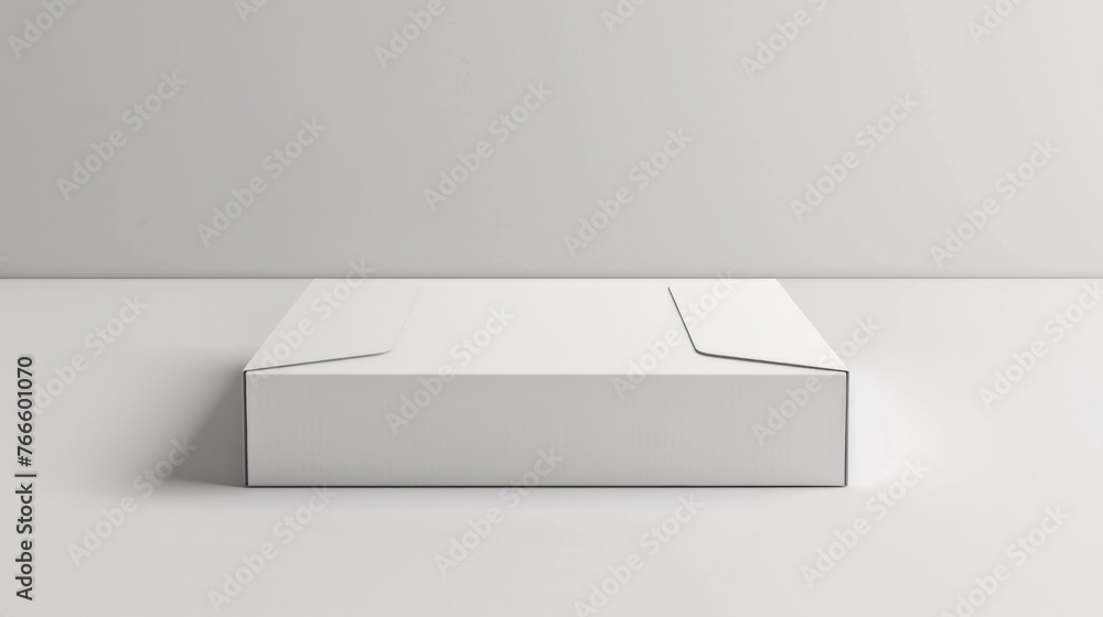 Poster A white box sitting on top of a table. Suitable for various concepts