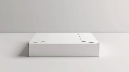 A white box sitting on top of a table. Suitable for various concepts