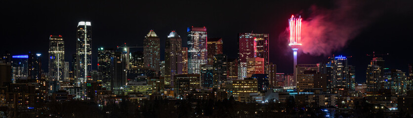 Fireworks over downtown Calgary