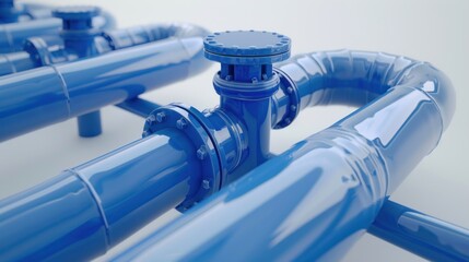 3d rendered blue pipeline installation isolated on white background. AI generated image