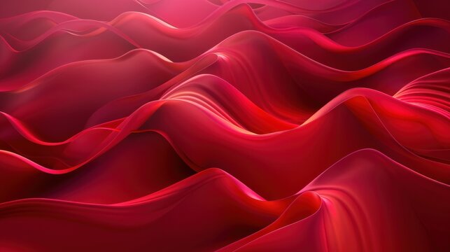 Abstract red background with dynamic layered wave shapes texture. AI generated image