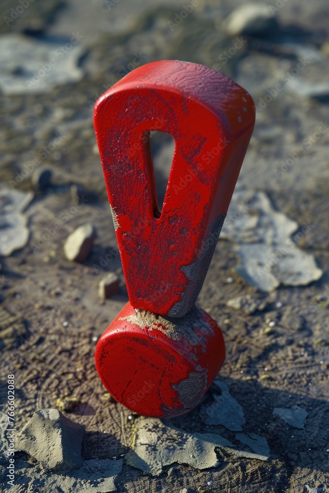 Aufkleber A close up of a red object on the ground. Suitable for various projects