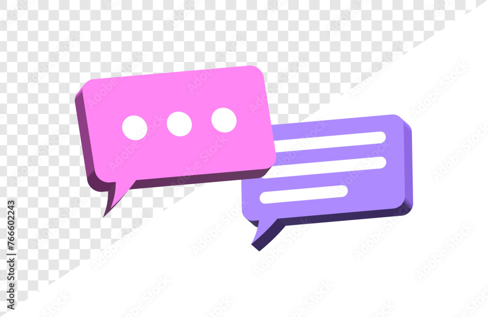 Fototapete 3d chat icon speech bubble symbol Chat message icons - talk message Bubble chat speech text box icon , social media communication background concept. vector illustration