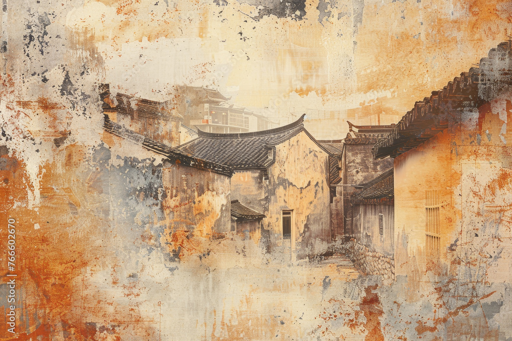Poster an abstract background that reflects the charm and elegance of chinese style. the image features a m