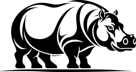 Hippo Silhouette icon isolated on white background