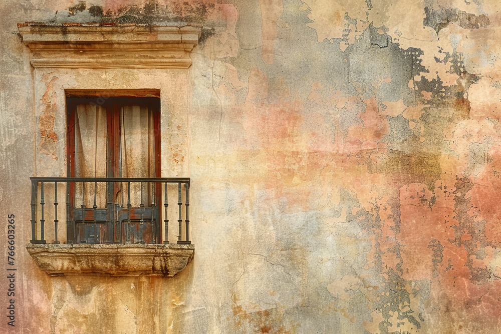 Poster an abstract background that reflects the charm and elegance of spanish style. the image features a m