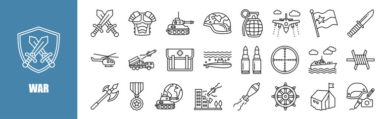 war icon set for design elements