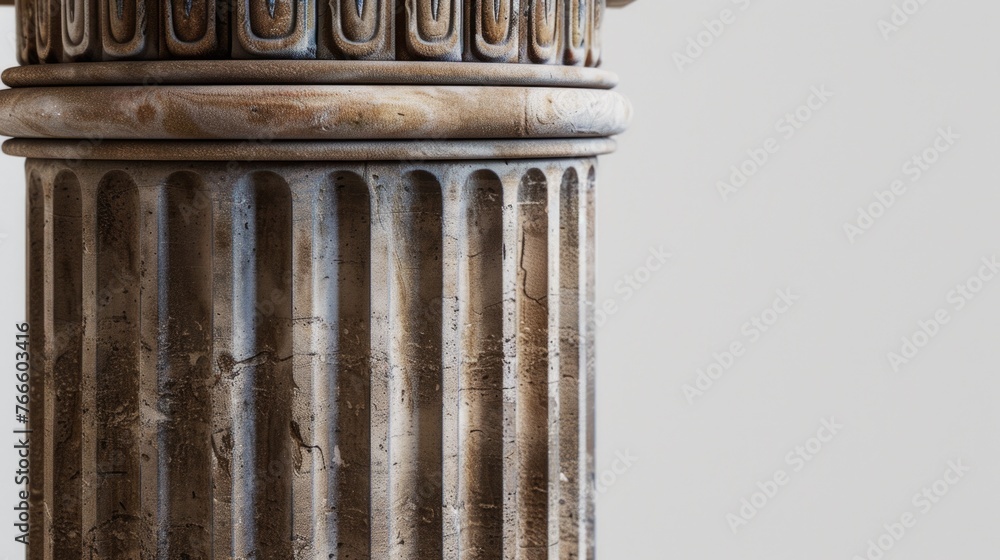 Poster Detailed shot of a pillar with a clock on top, suitable for various concepts and designs
