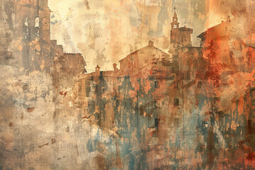 An abstract background that reflects the charm and elegance of Italy. The image features a mix of warm colors and rustic textures