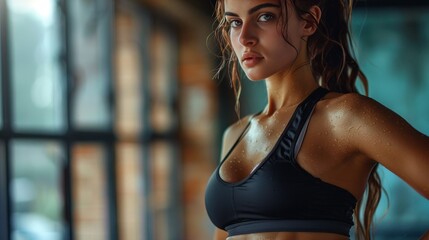 beautiful athletic fitness woman, slim fit, healthy concept, working out at the gym - obrazy, fototapety, plakaty