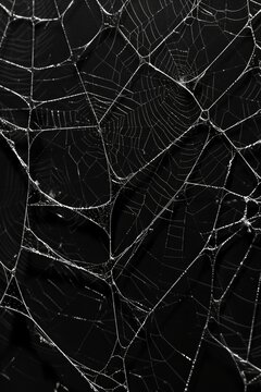 A close-up of water droplets on a spider web. Perfect for nature or macro photography projects