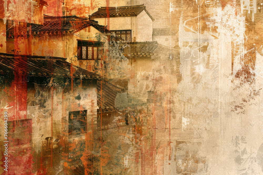 Poster an abstract background that reflects the charm and elegance of chinese style. the image features a m