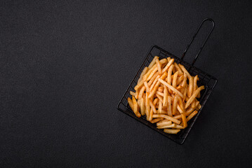 Delicious crispy golden fries with salt and spices